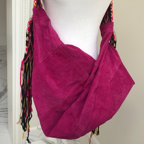 Pink Suede Bohemian Hobo bag - Picture 3 of 10
